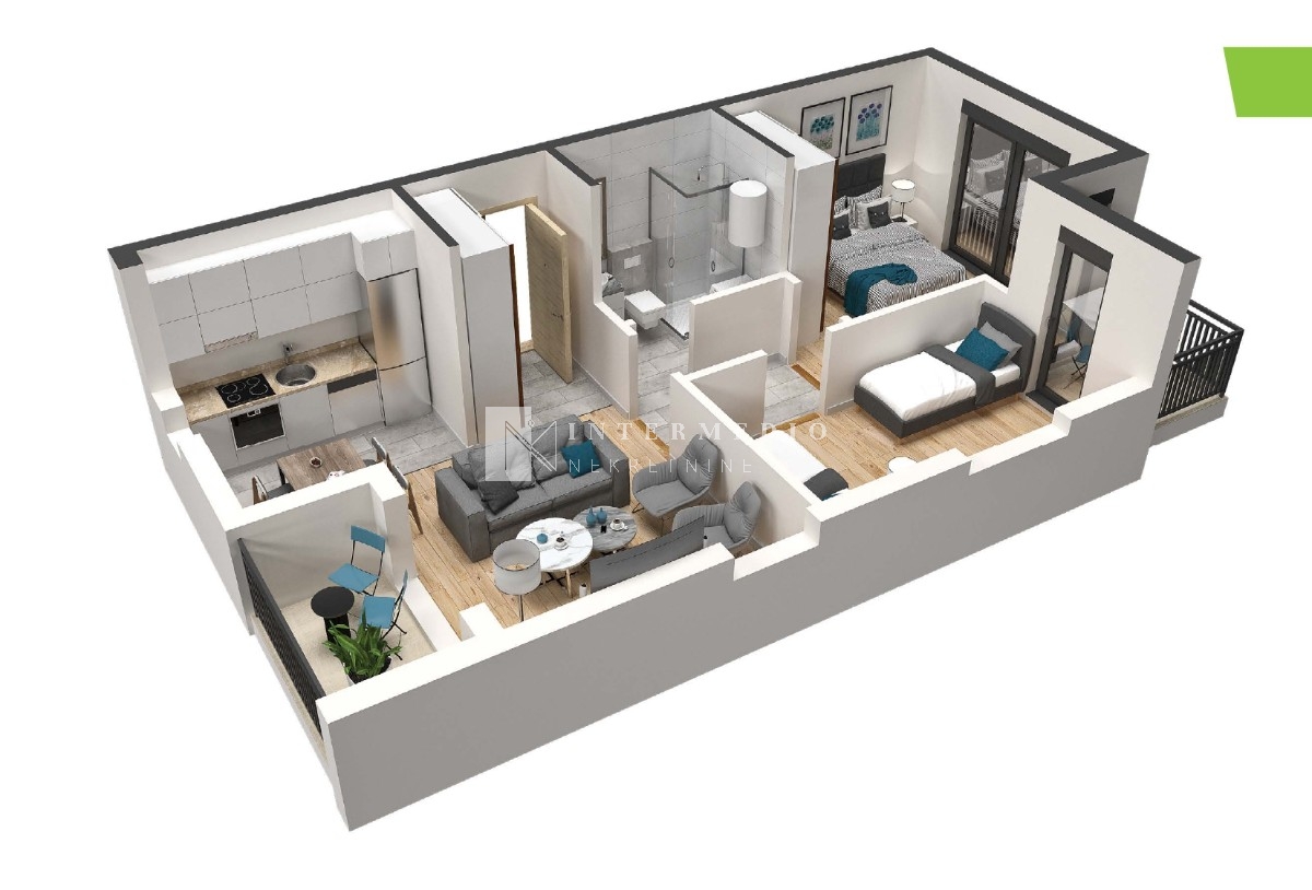 For sale, two bedroom apartment, 54m2, Bijela, Herceg Novi